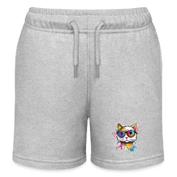 Cool Cat / Funny / Animal / Pet / Crazy - Kids Organic Sweat Shorts by Stanley/Stella - heather grey - Front