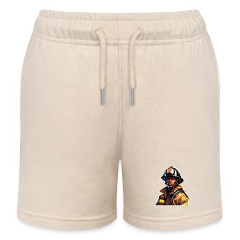 Firefighter / Fire / Fire / Extinguish / Hero - Kids Organic Sweat Shorts by Stanley/Stella - soft Ecru - Front
