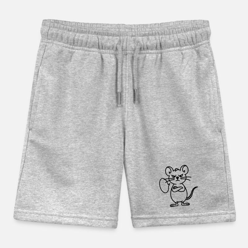 Mouse with speech bubble to personalize Kids Organic Sweat Shorts by Stanley/Stella