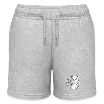 Grummelige Morgenmuffel Katze - Kaffee - Katzen - Kinder Organic Joggingshorts Mini Bolter von Stanley/Stella - Grau meliert - Vorne