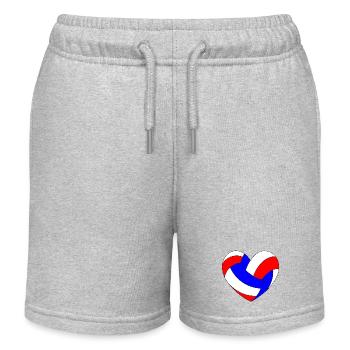 Volleyball Heart Blue White Red - Kids Organic Sweat Shorts by Stanley/Stella - heather grey - Front