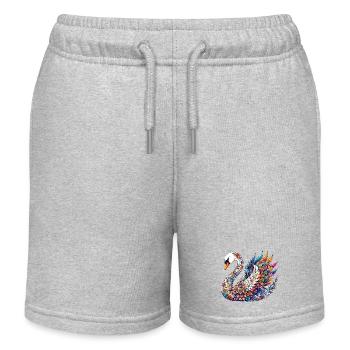 Schwan mit Mandalas verziert - Kinder Organic Joggingshorts Mini Bolter von Stanley/Stella - Grau meliert - Vorne