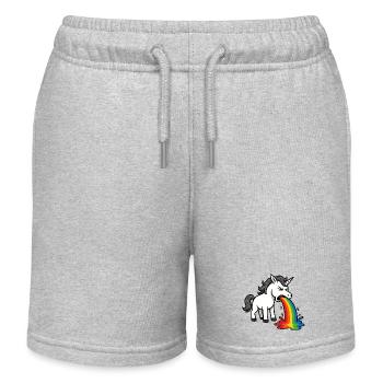 Puking Unicorn – Funny Rainbow Design - Kids Organic Sweat Shorts by Stanley/Stella - heather grey - Front