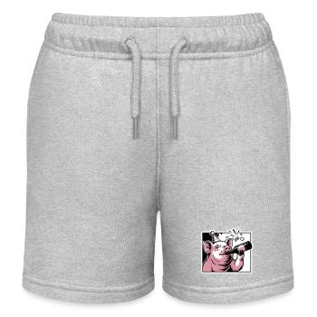 Piggy with Party and Celebration Bottle - Kids Organic Sweat Shorts by Stanley/Stella - heather grey - Front
