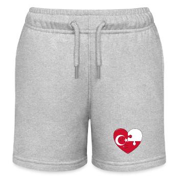 Puzzle Coeur Drapeau Fusion - Short de jogging enfant bio Stanley/Stella - gris chiné - Devant