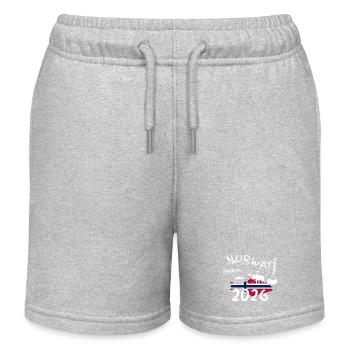 Norwegen 2025 Heilbutt mit Bergen und Elch Angeln - Kinder Organic Joggingshorts Mini Bolter von Stanley/Stella - Grau meliert - Vorne