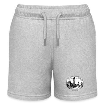 Style de la ligne de Londres : Big Ben et Tower Bridge - Short de jogging enfant bio Stanley/Stella - gris chiné - Devant