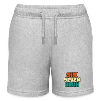 Six Seven Bruh 6 7 – Typographie rétro audacieuse - Short de jogging enfant bio Stanley/Stella - gris chiné - Devant