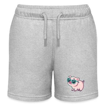 Cool Pig Sunglasses - Kids Organic Sweat Shorts by Stanley/Stella - heather grey - Front
