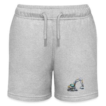 Digger Chrome Excavator Excavator Futuristic Excavator - Kids Organic Sweat Shorts by Stanley/Stella - heather grey - Front
