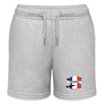 French map with airplane - Kids Organic Sweat Shorts by Stanley/Stella - heather grey - Front