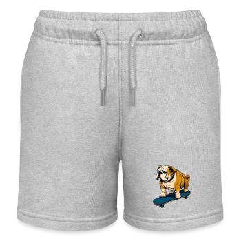 Bulldogge auf Skateboard - Cool Dog Design - Kinder Organic Joggingshorts Mini Bolter von Stanley/Stella - Grau meliert - Vorne