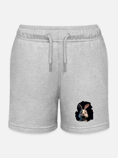 Schockierter Hase - Kinder Organic Joggingshorts Mini Bolter von Stanley/Stella - Grau meliert