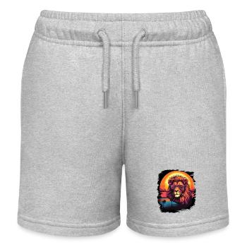 Lion Dog Church Sayings Cut Meme Design Awesome - Kids Organic Sweat Shorts by Stanley/Stella - heather grey - Front