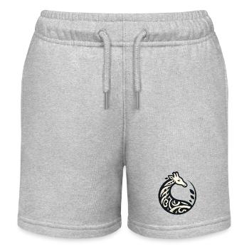 Giraffe: Nature Illustration - Kids Organic Sweat Shorts by Stanley/Stella - heather grey - Front