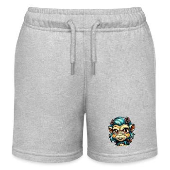 Süßer Affe / Affenmädchen / niedlich /Haarschleife - Kinder Organic Joggingshorts Mini Bolter von Stanley/Stella - Grau meliert - Vorne
