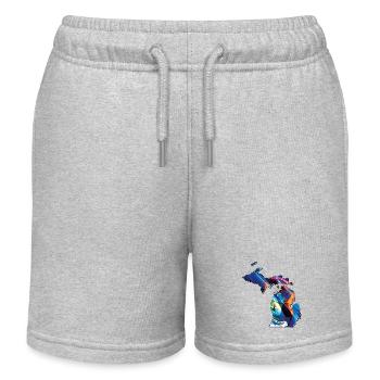 Michigan (United States) | Real Flag | Flag Map - Kids Organic Sweat Shorts by Stanley/Stella - heather grey - Front
