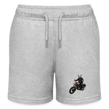 Biker Panda - Kids Organic Sweat Shorts by Stanley/Stella - heather grey - Front