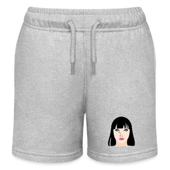 Woman with lipstick and tears - Kids Organic Sweat Shorts by Stanley/Stella - heather grey - Front