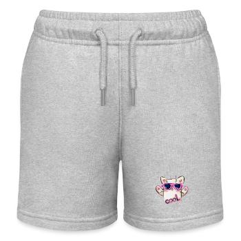 Katze mit Sonnenbrille und cooler Nachricht - Kinder Organic Joggingshorts Mini Bolter von Stanley/Stella - Grau meliert - Vorne