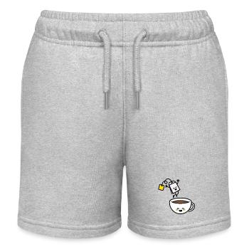 Funny tea bag teacup happy Tea lover Tea drinker - Kids Organic Sweat Shorts by Stanley/Stella - heather grey - Front