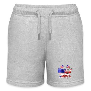 Dieu protège l’Amérique Drapeaux Étoiles - Short de jogging enfant bio Stanley/Stella - gris chiné - Devant