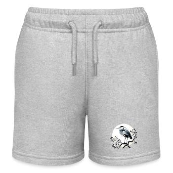 Héron blanc gris Japon Japon - Short de jogging enfant bio Stanley/Stella - gris chiné - Devant