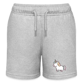 Einhorn süßer Tierliebhaber - Kinder Organic Joggingshorts Mini Bolter von Stanley/Stella - Grau meliert - Vorne