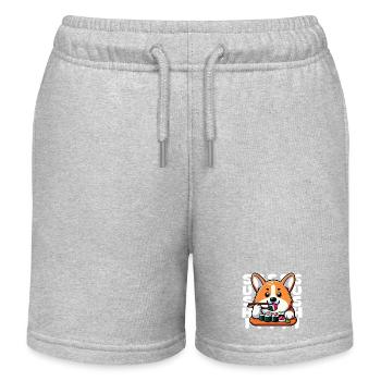 Corgi Sushi Master - Kids Organic Sweat Shorts by Stanley/Stella - heather grey - Front