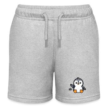 Pingouin drôle d’Halloween avec costume de toile d’araignée - Short de jogging enfant bio Stanley/Stella - gris chiné - Devant
