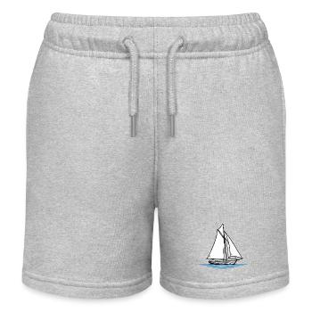 Minimalistische Segelboot-Silhouette - Kinder Organic Joggingshorts Mini Bolter von Stanley/Stella - Grau meliert - Vorne