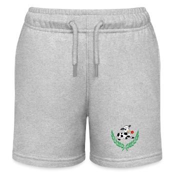 Cute calf in green laurel wreath - Kids Organic Sweat Shorts by Stanley/Stella - heather grey - Front
