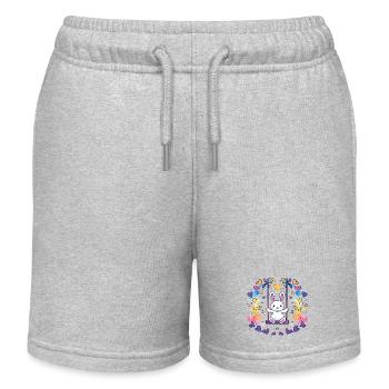Fröhliches Bunny-Schaukel-Design - Kinder Organic Joggingshorts Mini Bolter von Stanley/Stella - Grau meliert - Vorne