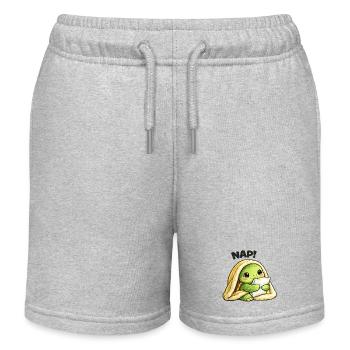 Kuschelige Schildkröte unter Decke - Kinder Organic Joggingshorts Mini Bolter von Stanley/Stella - Grau meliert - Vorne