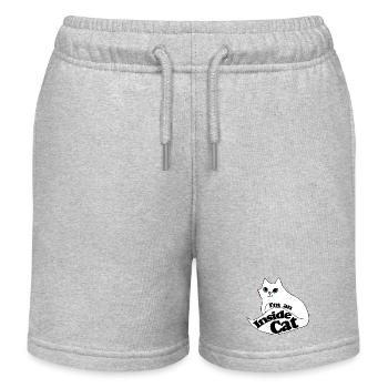 Inside Cat Cartoon Slogan Tee - Short de jogging enfant bio Stanley/Stella - gris chiné - Devant