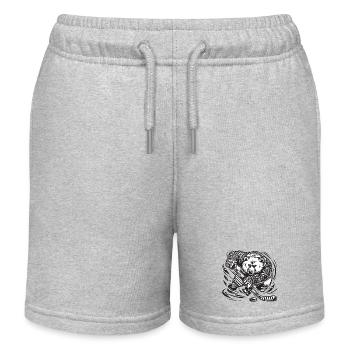 eishockey angriff bär tattoo puck schläger stark  - Kids Organic Sweat Shorts by Stanley/Stella - heather grey - Front