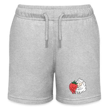 Strawberry and Cream love - Kids Organic Sweat Shorts by Stanley/Stella - heather grey - Front