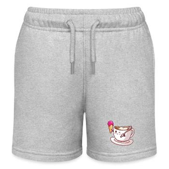 Kawaii-Kaffeekegel-Maskottchen - Kinder Organic Joggingshorts Mini Bolter von Stanley/Stella - Grau meliert - Vorne