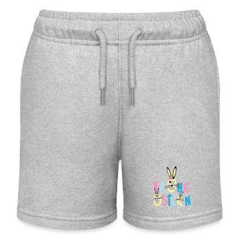 Frohe Ostern mit Bunten Osterhasen. - Kinder Organic Joggingshorts Mini Bolter von Stanley/Stella - Grau meliert - Vorne