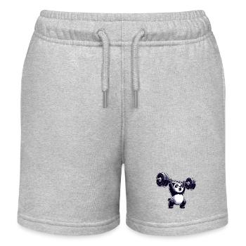 Panda Gewichtheber mit Hantel - Kinder Organic Joggingshorts Mini Bolter von Stanley/Stella - Grau meliert - Vorne