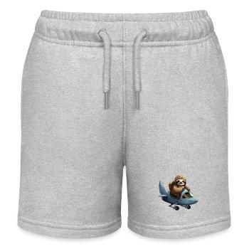 Süßes Faultier Pilot Flugzeug Segelflieger - Kinder Organic Joggingshorts Mini Bolter von Stanley/Stella - Grau meliert - Vorne