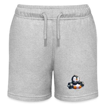 Pingouin avec haltère dessin animé se détendre mignon - Short de jogging enfant bio Stanley/Stella - gris chiné - Devant