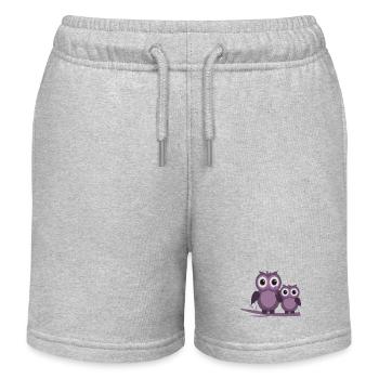 deux hiboux prune pourpre lilas - Short de jogging enfant bio Stanley/Stella - gris chiné - Devant