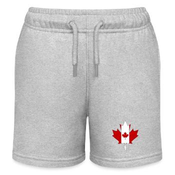 Drapeau du Canada comme feuille d'érable avec cadre noir - Short de jogging enfant bio Stanley/Stella - gris chiné - Devant