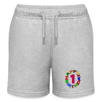 Joyeux anniversaire 1 - Short de jogging enfant bio Stanley/Stella - gris chiné - Devant