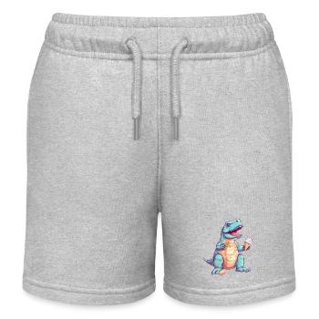 T-Rex enjoys ice cream - Funny dinosaur design - Kids Organic Sweat Shorts by Stanley/Stella - heather grey - Front