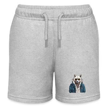 Streetstyle Polarwolf | Wolfsliebhaber - Kinder Organic Joggingshorts Mini Bolter von Stanley/Stella - Grau meliert - Vorne