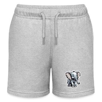 Éléphant / Animal / Safari / Zoo / Afrique / Bande dessinée - Short de jogging enfant bio Stanley/Stella - gris chiné - Devant