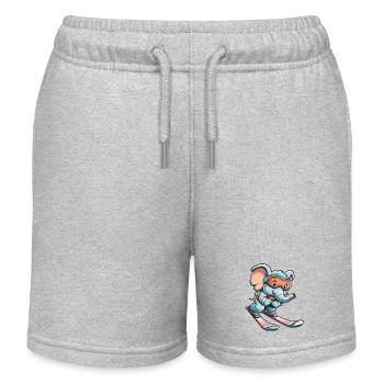 Cute elephant on skis - Looking forward to - Kids Organic Sweat Shorts by Stanley/Stella - heather grey - Front