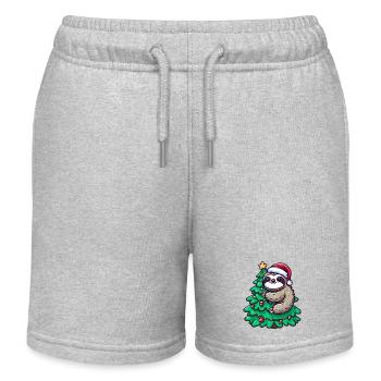 Weihnachts-Faultier - Entspannt auf dem Tannenbaum - Kinder Organic Joggingshorts Mini Bolter von Stanley/Stella - Grau meliert - Vorne